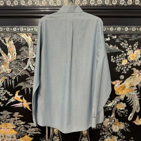 Brooks Brothers Regent Fit 16 Non-Iron Cotton Striped Long-Sleeve Shirt Blue - Picture 4 of 8
